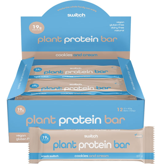 SWITCH NUTRITION Plant Protein Bar Cookies and Cream x 12