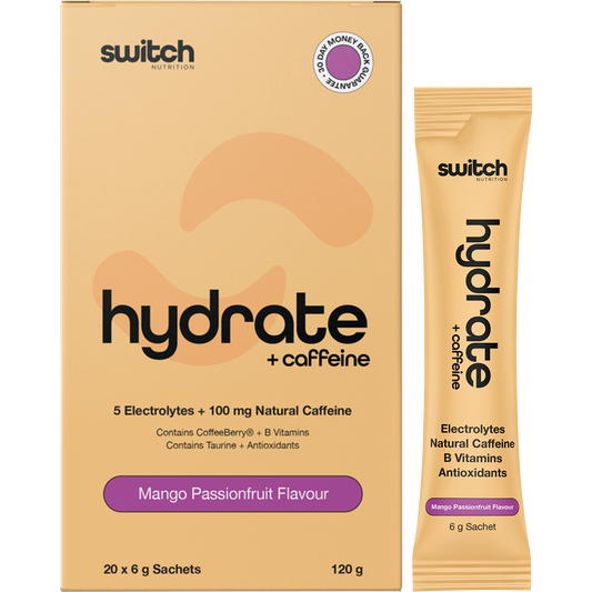 Switch Nutrition Hydrate + Caffeine Sachets Mango Passionfruit