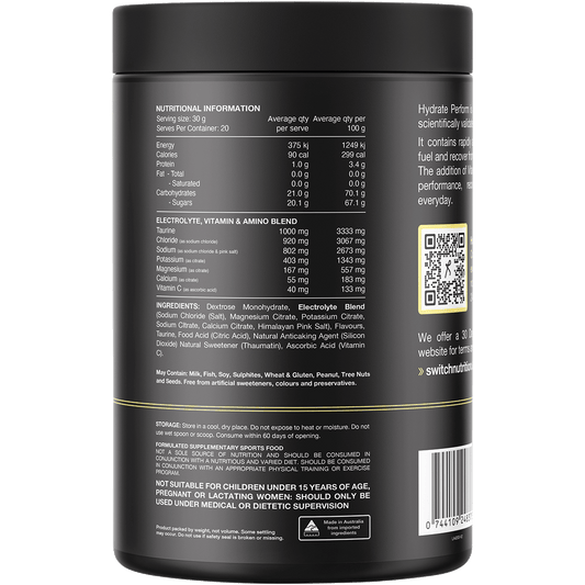 Switch Nutrition Perform Hasta Hydrate & Carbs Raspberry Lemonade