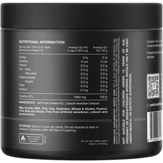 Switch Nutrition Creatine 100% Pure HCL 12 x 90 Caps