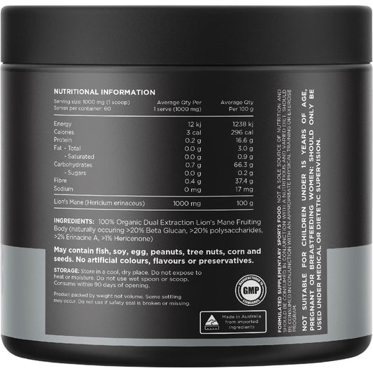 SWITCH NUTRITION Lion's Mane 100% Pure Organic Unflavoured 1 x 60g