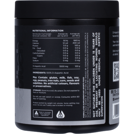 Switch Nutrition DAA 100% Pure D-Aspartic Acid Unflavoured