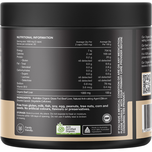 Switch Nutrition Beef Liver 100% Organic Grass Fed