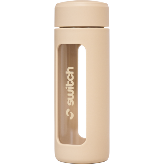 Switch Nutrition Glass Water Bottle with Tea Strainer