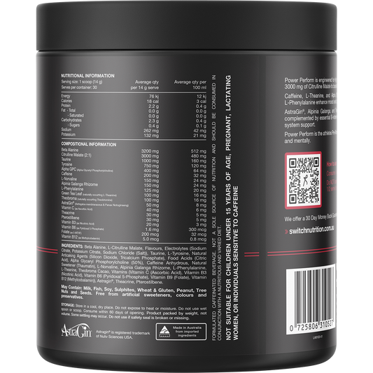 Switch Nutrition Perform Hasta Power Pre-Workout Blend Strawberry Kiwi