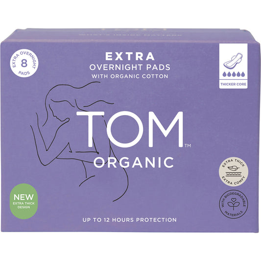 TOM ORGANIC Pads Extra Overnight 4 x 8pk