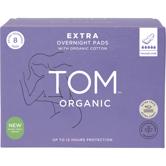 TOM Organic Pads Extra Overnight - Box of 4