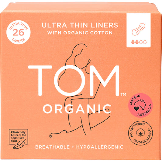 TOM ORGANIC Panty Liners Wrapped Ultra Thin Liners for Everyday 6 x 26pk