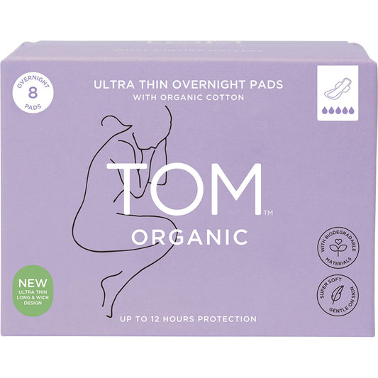 TOM ORGANIC Pads Ultra Thin Overnight 6 x 8pk