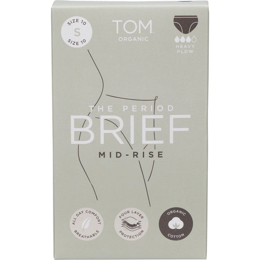 TOM ORGANIC The Period Brief Mid Rise Black Small 1 x 8pk