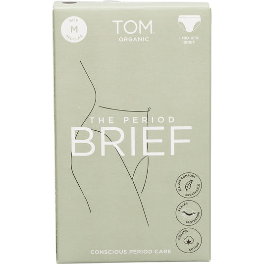 TOM ORGANIC The Period Brief Mid Rise Black Medium 1 x 8pk