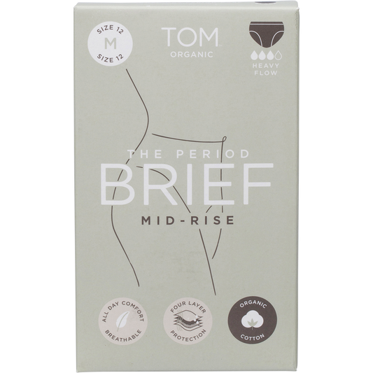 TOM Organic The Period Brief Mid Rise Black Medium - Box of 8