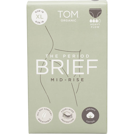 TOM ORGANIC The Period Brief Mid Rise Black XL 1 x 8pk