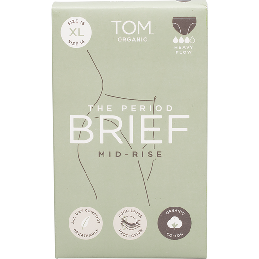 TOM Organic The Period Brief Mid Rise Black XL - Box of 8