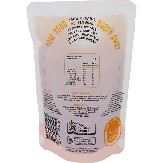Undivided Food Co Good Bones 100% Organic Chicken Bone Broth - Box of 8