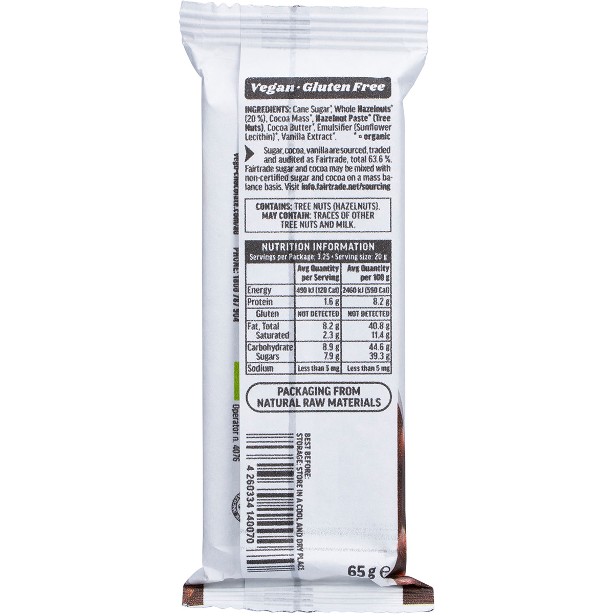 VEGO Whole Hazelnut Chocolate Bar Mini x 20