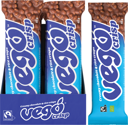 Vego Crisp Chocolate Bar Creamy Chocolate & Rice Crisps - Box of 20