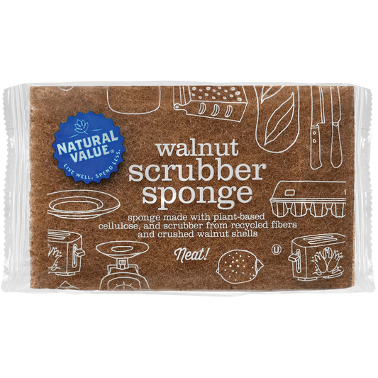 Natural Value Walnut Scrubber Sponge