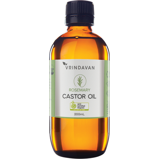 Vrindavan Castor Oil and Rosemary Amber Glass Bottle