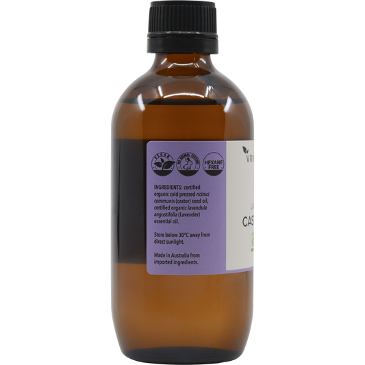Vrindavan Castor Oil and Lavender Amber Glass Bottle