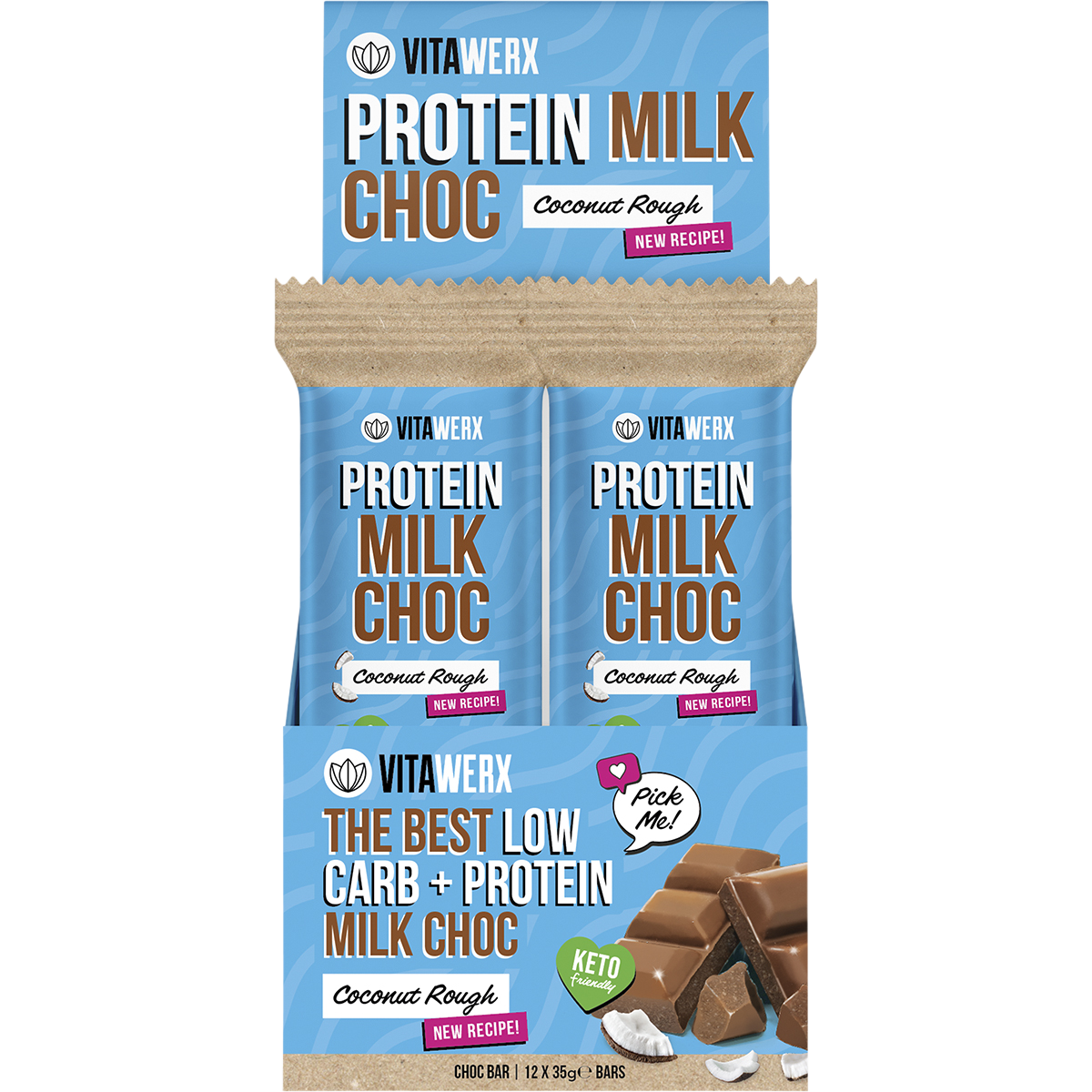 Vitawerx Protein Milk Choc Bar Coconut Rough
