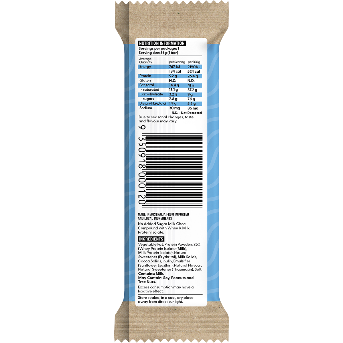 Vitawerx Protein Milk Choc Bar