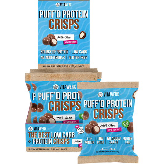 Vitawerx Puff'd Protein Crisps Milk Choc - Box of 10