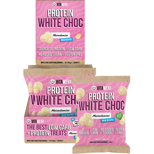 Vitawerx White Choc Coated Macadamias - Box of 10
