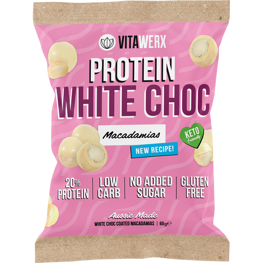 Vitawerx White Choc Coated Macadamias - Box of 10