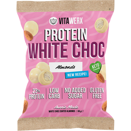 Vitawerx Protein White Choc Coated Almonds - Box of 10