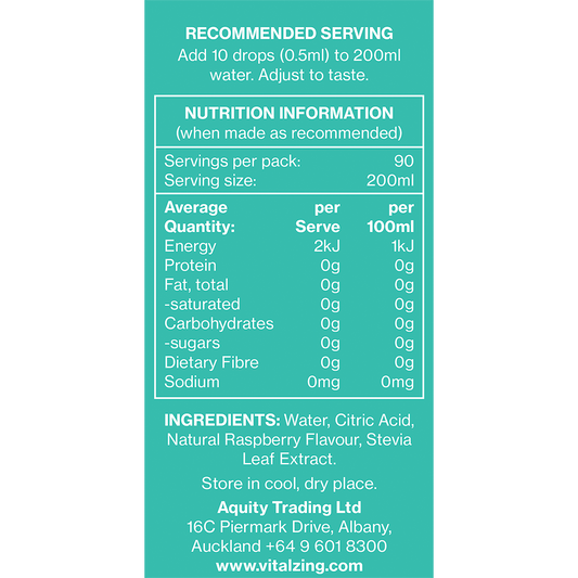 Vital Zing Water Drops Raspberry