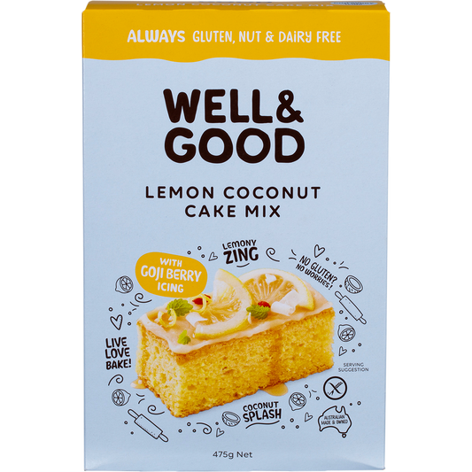 Well & Good Lemon Coconut Cake Mix with Goji Berry Icing