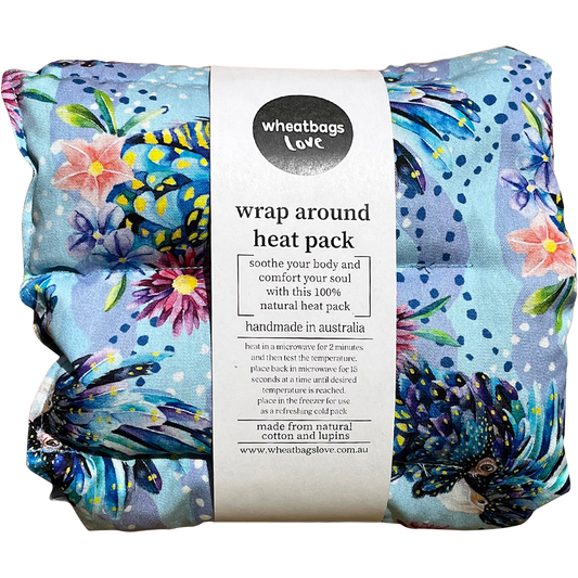 Wheatbags Love Wrap Around Heat/Cold Pack Blue Cockatoo