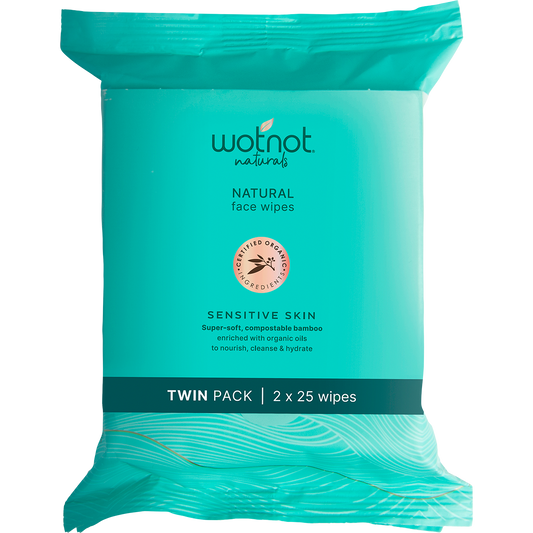 Wotnot Natural Face Wipes Sensitive Twin Pack