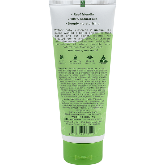 Wotnot Natural Sunscreen SPF 30 Suitable For 3 Months+