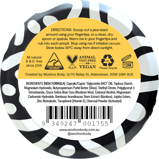 Woohoo Body Deodorant Paste Tin Mellow Sensitive Bicarb Free