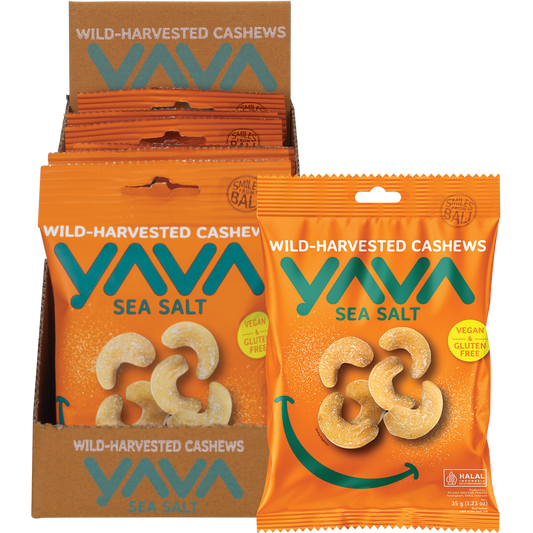 YAVA Wild-Harvested Cashews Sea Salt - Box of 10