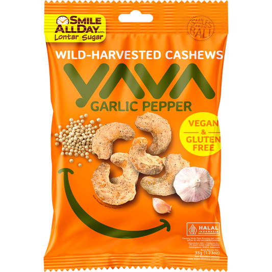 YAVA Wild-Harvested Cashews Garlic Pepper - Box of 10