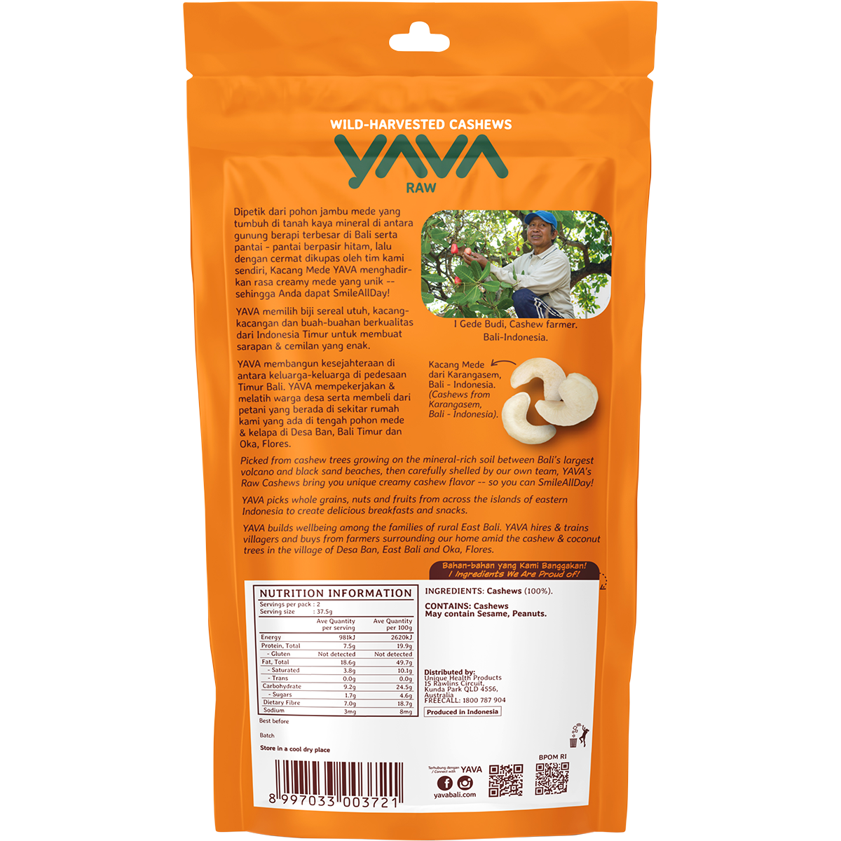 YAVA Wild-Harvested Cashews Raw