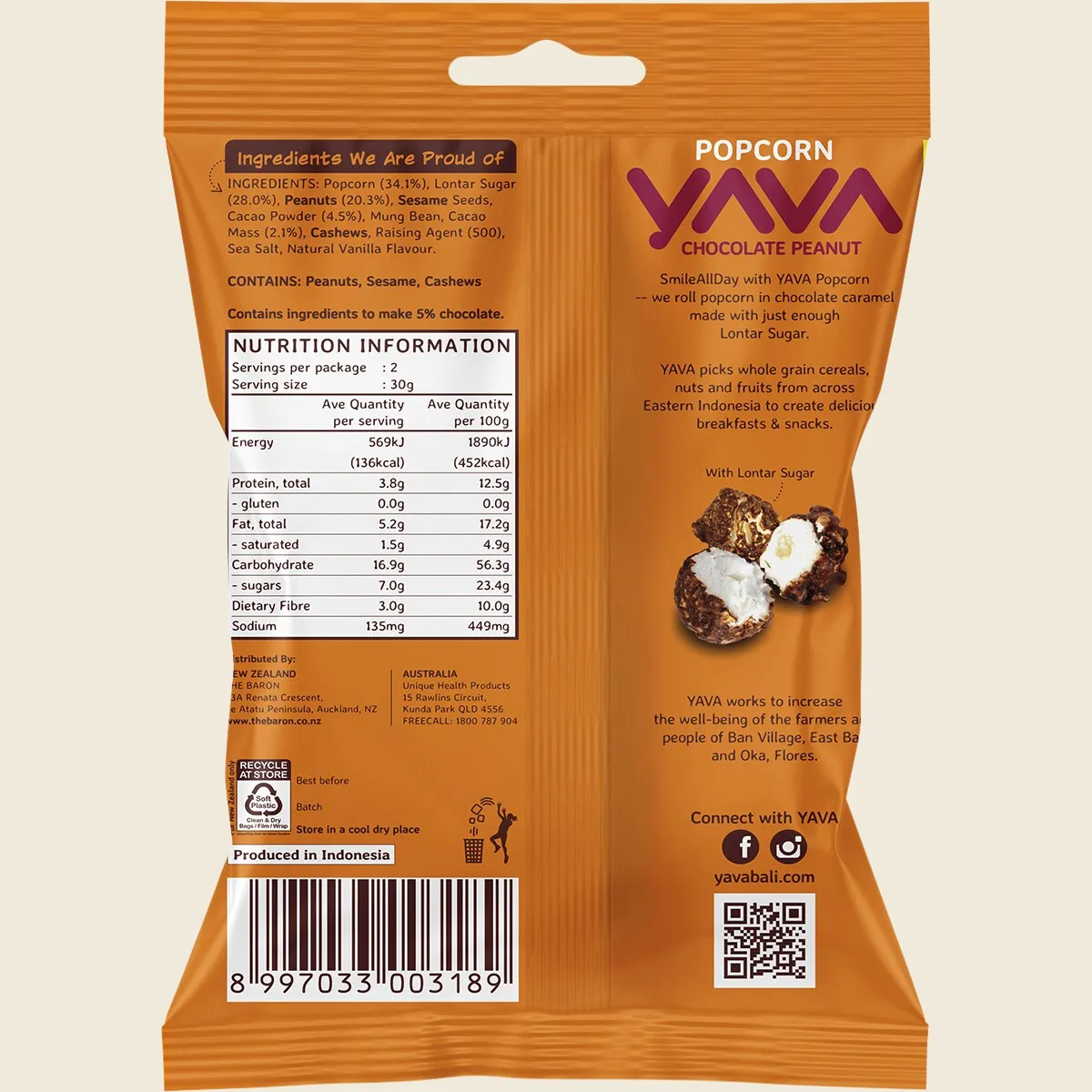 YAVA Popcorn Chocolate Peanut