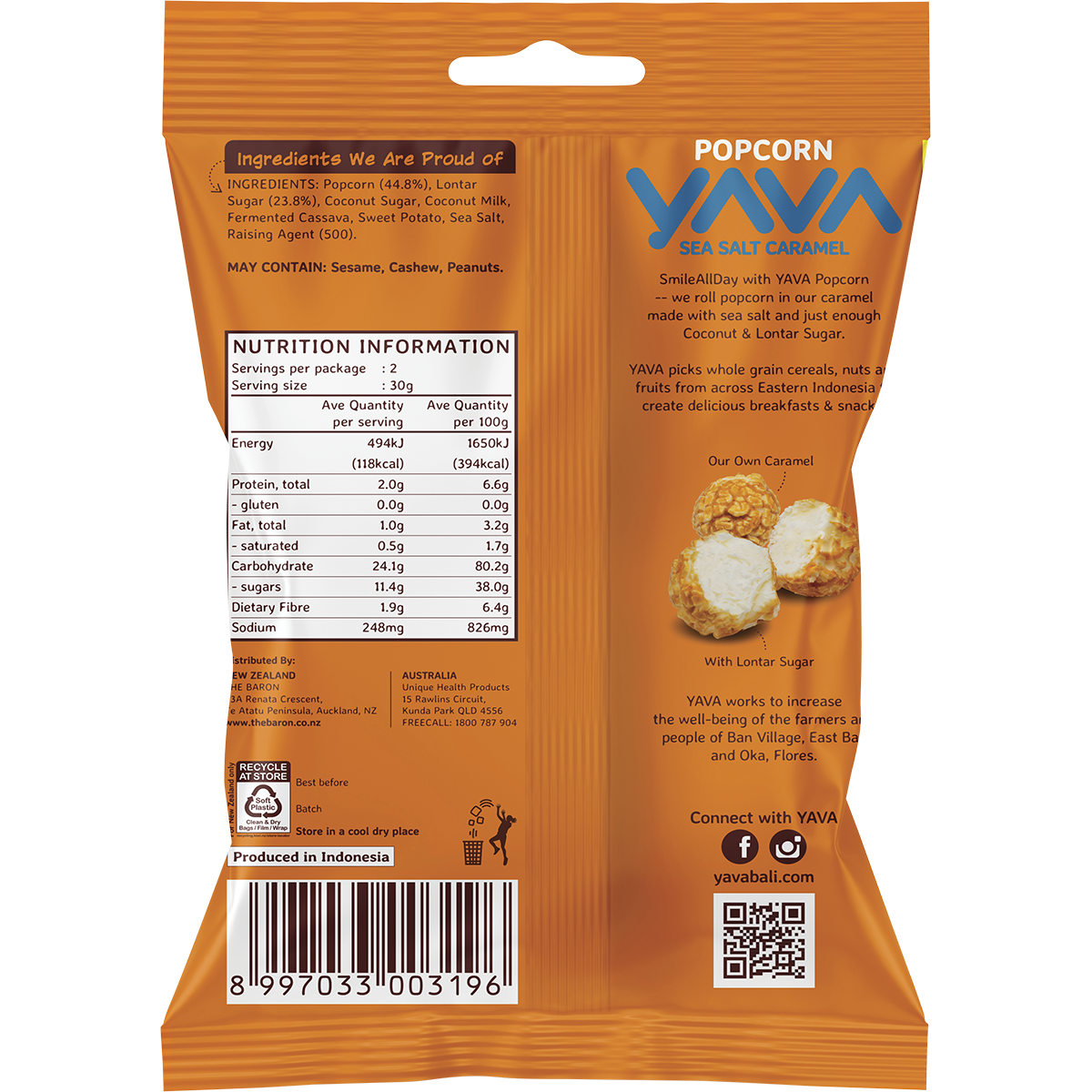 YAVA Popcorn Sea Salt Caramel