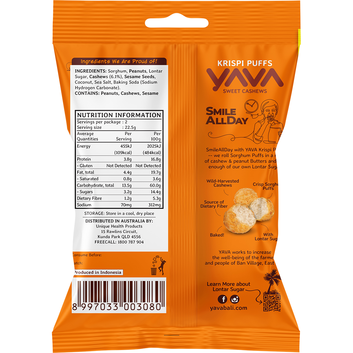 YAVA Krispi Puffs Sweet Cashews