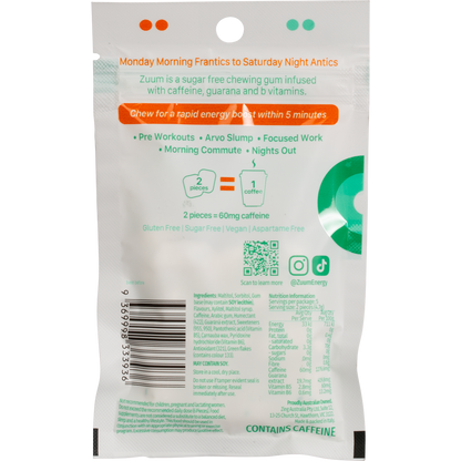 Zuum Energy Gum Spearmint - Box of 16