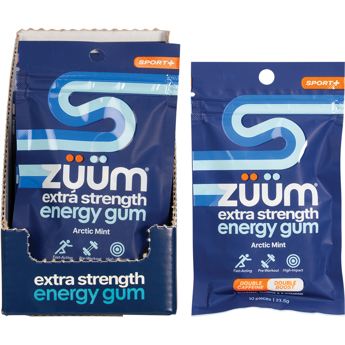 Zuum Energy Gum Extra Strength Sport Arctic Mint Hasta - Box of 16