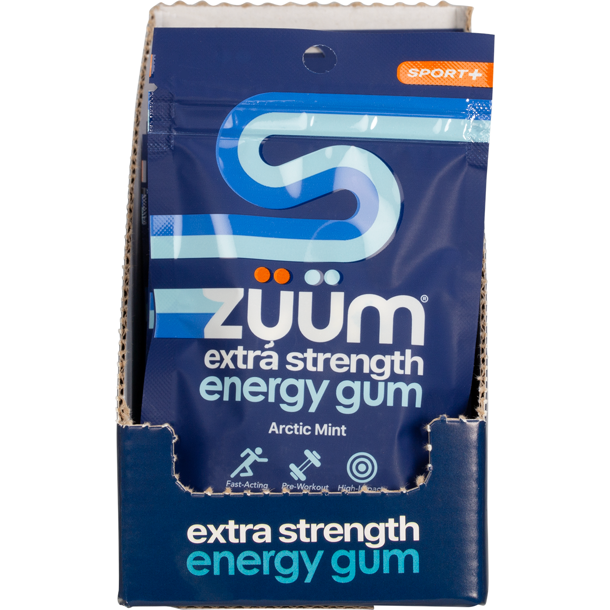 Zuum Energy Gum Extra Strength Sport Arctic Mint Hasta - Box of 16